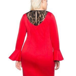 nwt eloquii scuba flare sleeve lace back mini dress 14